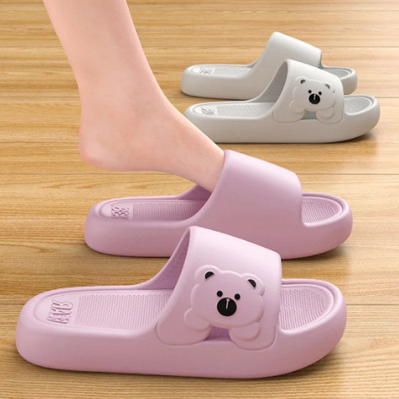 Cute Cartoon Bear EVA Slippers for Women Summer Indoor Slides