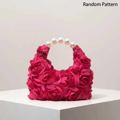 Floral Pearl Evening Clutch Bag for Women Wedding Party Prom Accessories