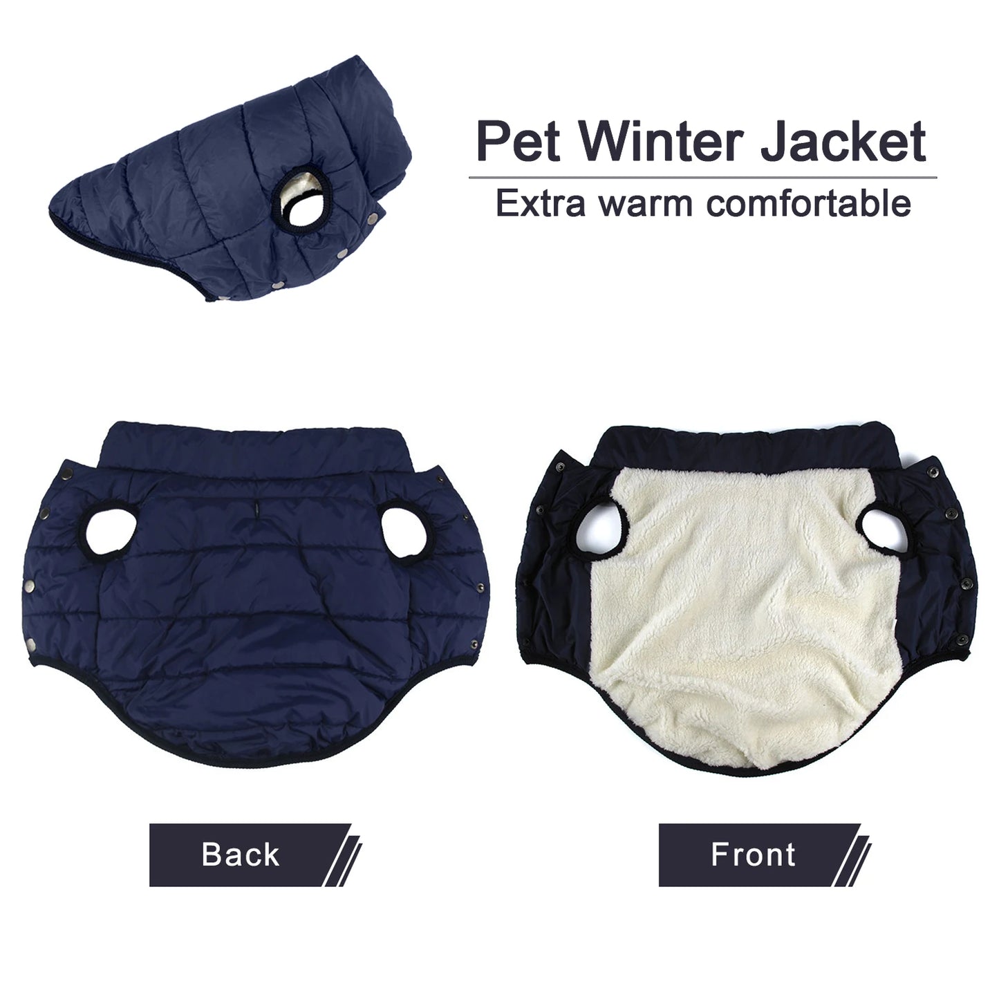 Warm Fleece Lined Winter Dog Jacket for Small Dogs & Puppies