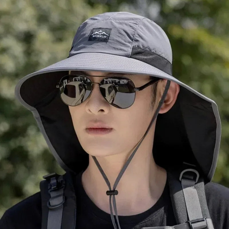Unisex Wide Brim Quick Dry Fishing Sun Hat with Neck Protection