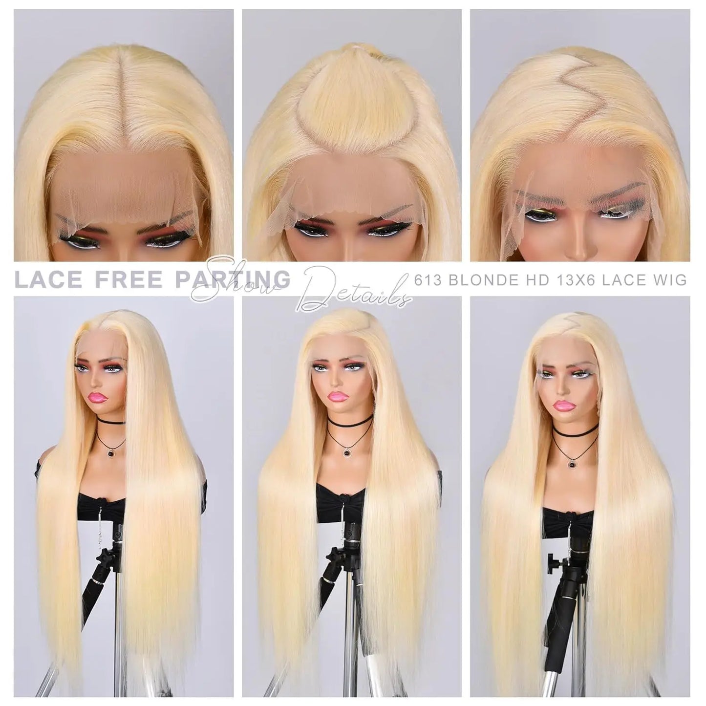 Women's 30 Inch 613 Blonde Straight HD Lace Front Human Hair Wig