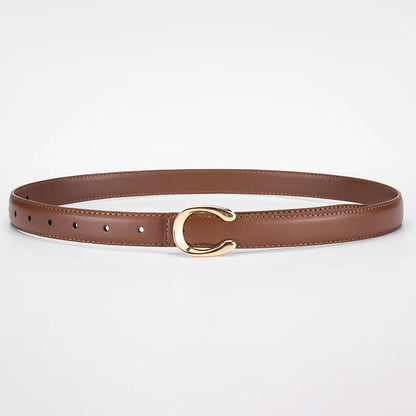 Women’s Fashion Belt with C-Shaped Buckle Double-Sided Leather Belt