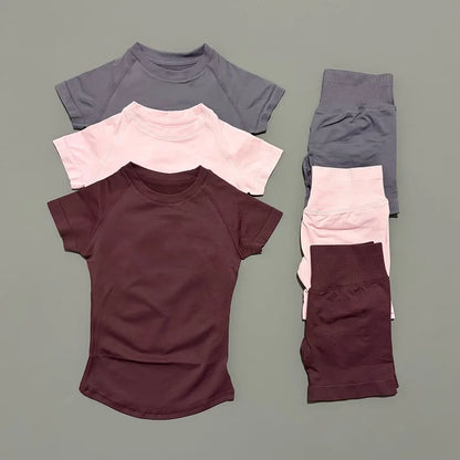 2 Piece Seamless Yoga Top and Shorts Set