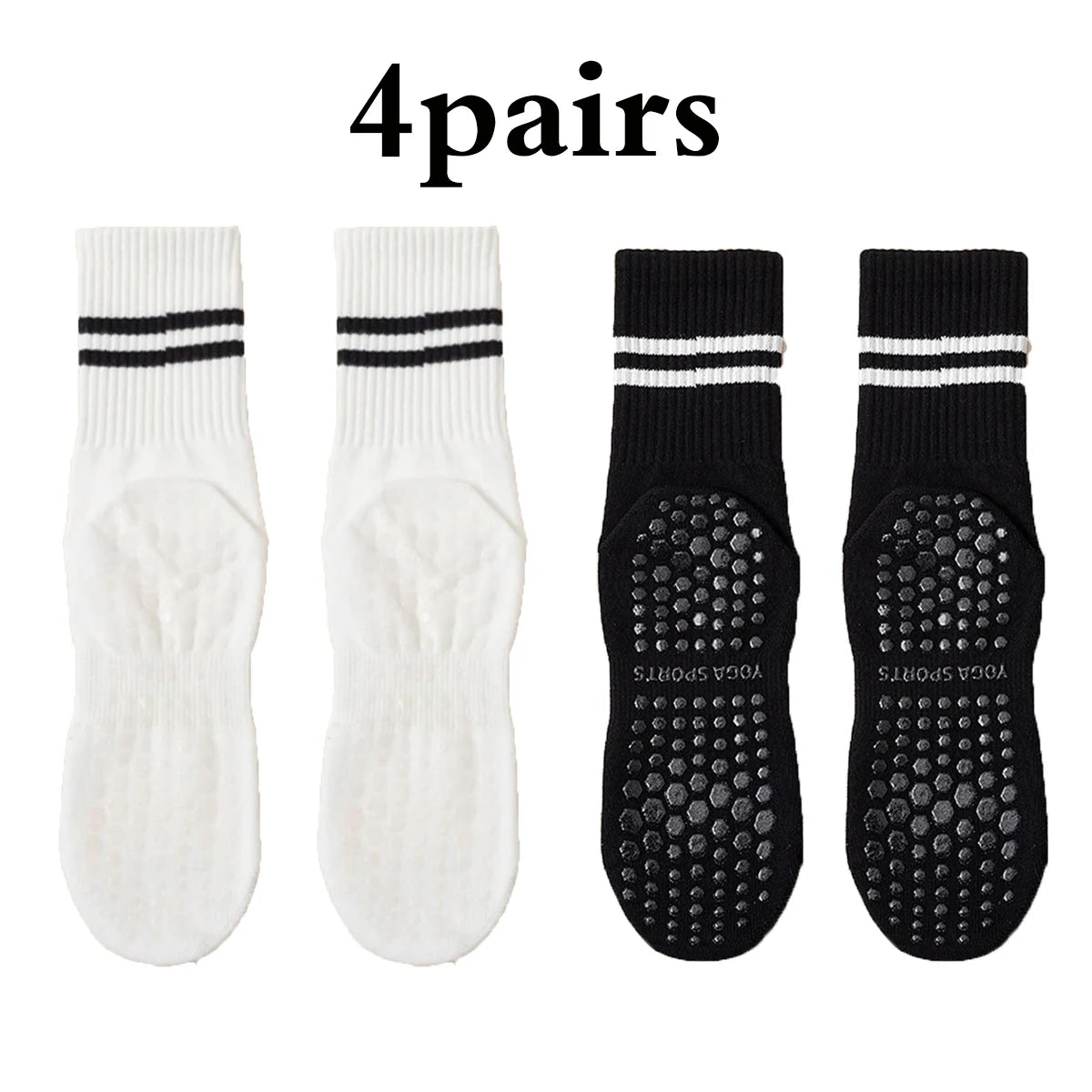 4 Pairs Women's Non Slip Yoga Pilates Socks