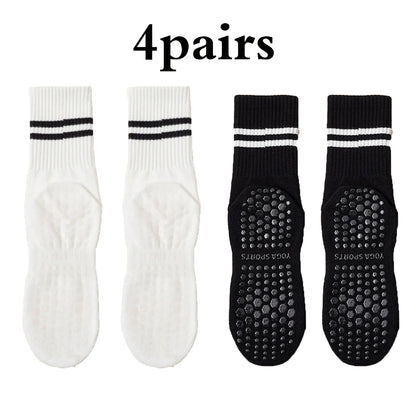 4 Pairs Women's Non Slip Yoga Pilates Socks