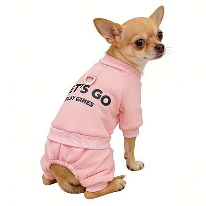 Fleece Winter Dog Jumpsuit Hoodie for Small & Medium Dogs