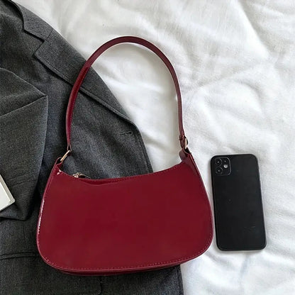 Red Patent Leather Underarm Shoulder Bag for Women