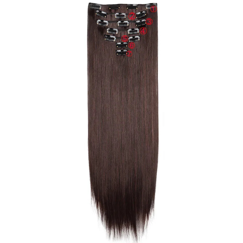 WIGSIN 24 Inch 7 Piece Straight Clip In Hair Extensions