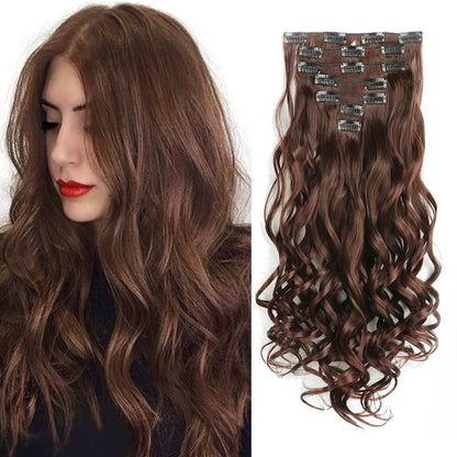 22 Inch Curly Wavy Clip In Hair Extensions 7PCS