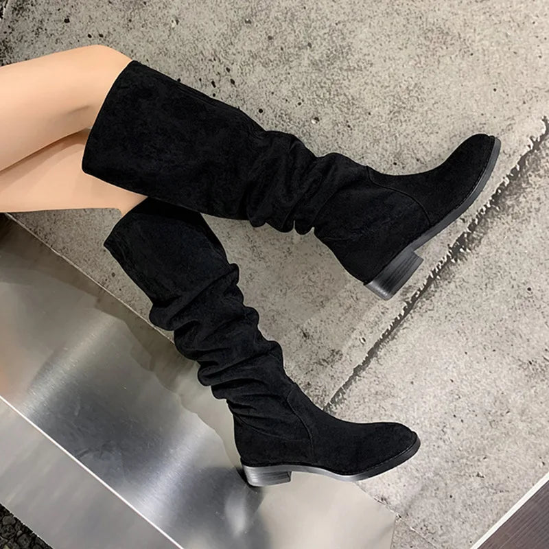 Arden Furtado Women's Brown Suede Slouchy Knee High Boots