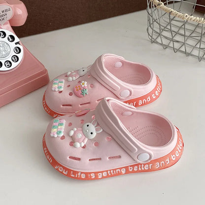 Cute Cartoon Closed Toe EVA Slippers for Kids Non Slip Summer Shoes