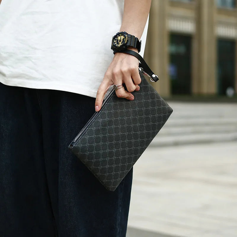 Men’s Slim Leather Messenger Crossbody Clutch Bag