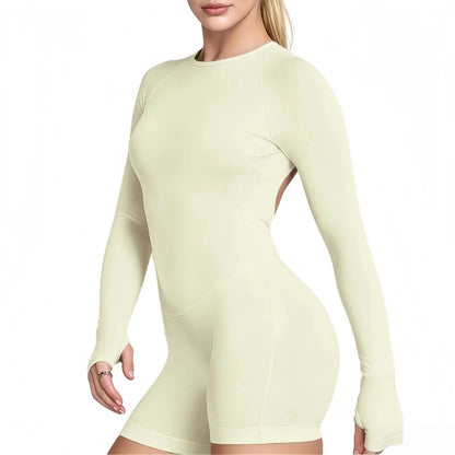 Women's Backless Long Sleeve Yoga Jumpsuit