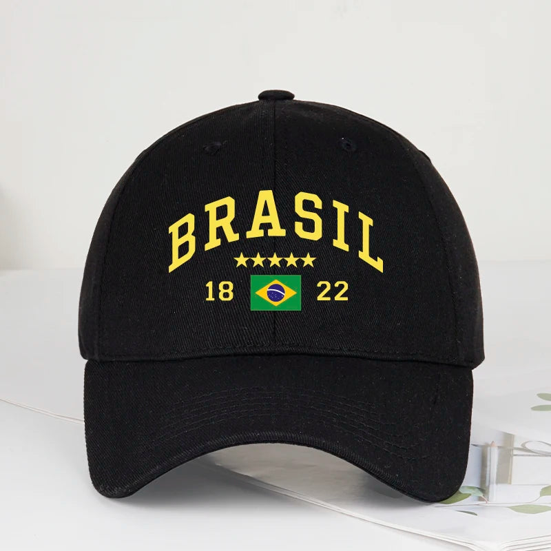 Brazil Flag Five Star Soft Top Baseball Cap