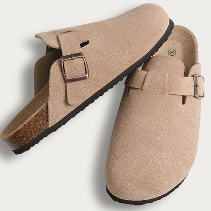 Litfun Women's Cork Suede Clog Mules with Arch Support