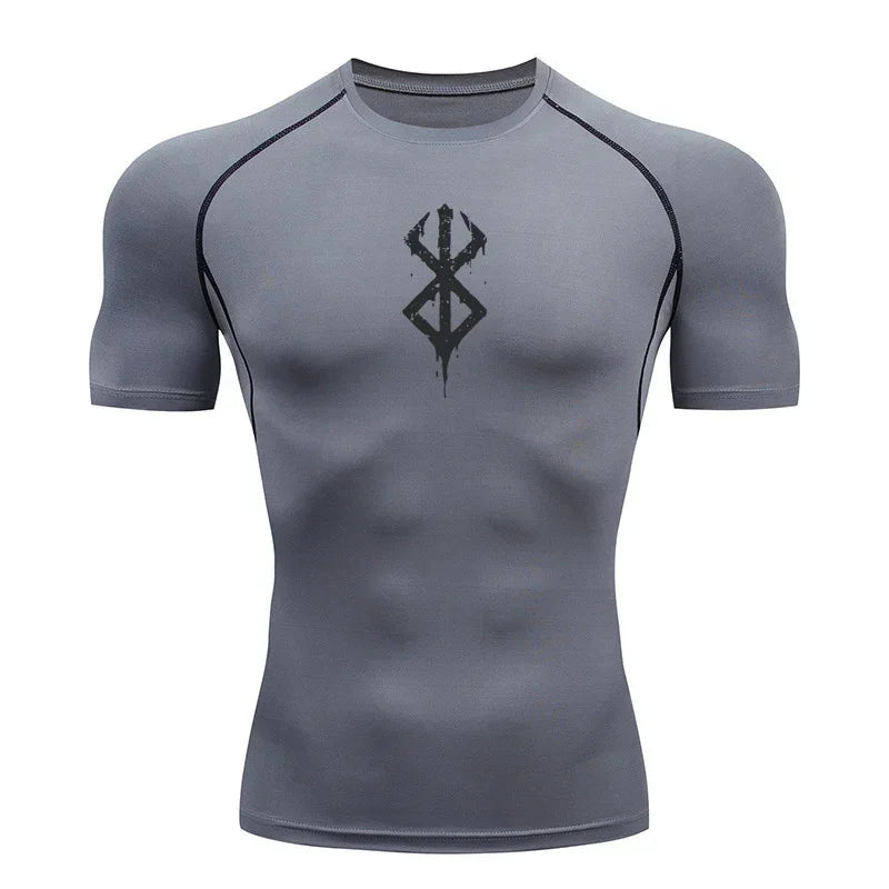 Men's Quick Dry Printed Compression Workout T Shirt