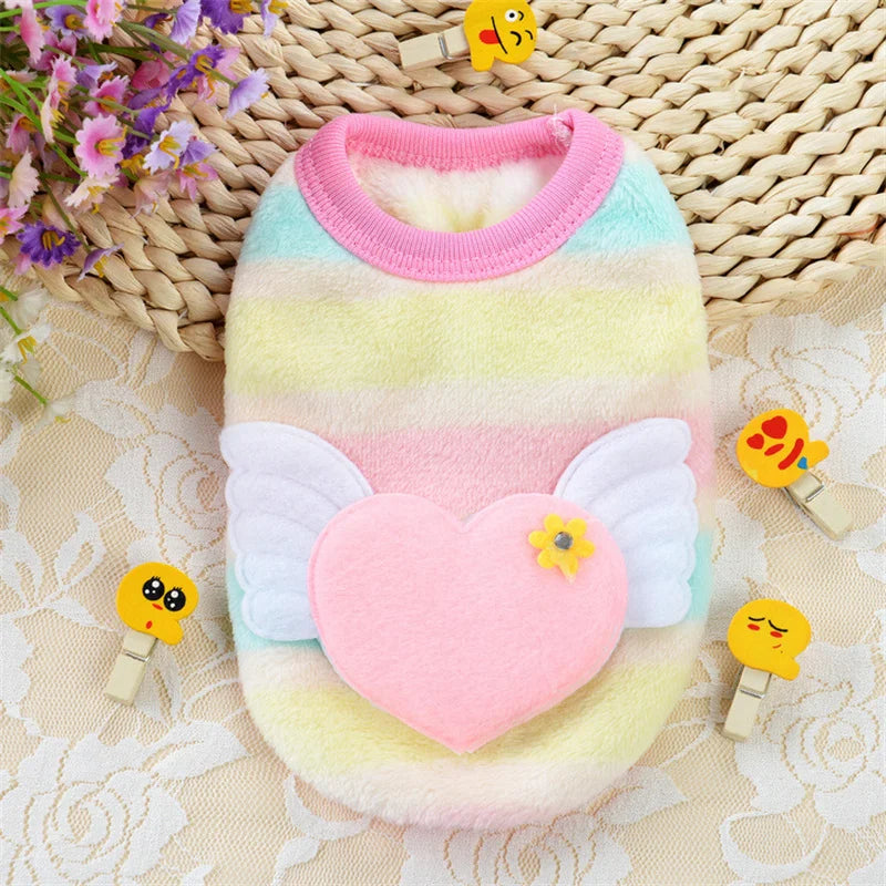Cute Printed Fleece Sweater for Small Dogs Winter Pet Clothing