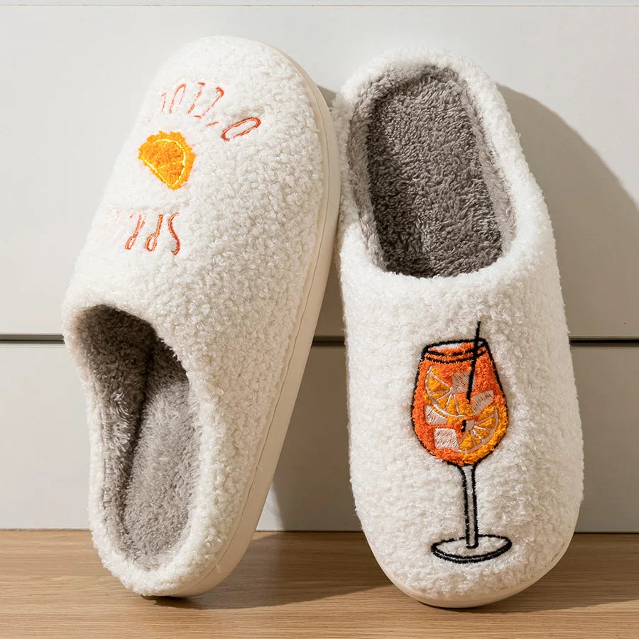 Aperol Spritz Fluffy Slippers for Women Party Gift