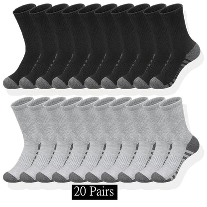 10 to 30 Pairs Men's Breathable Sports Crew Socks