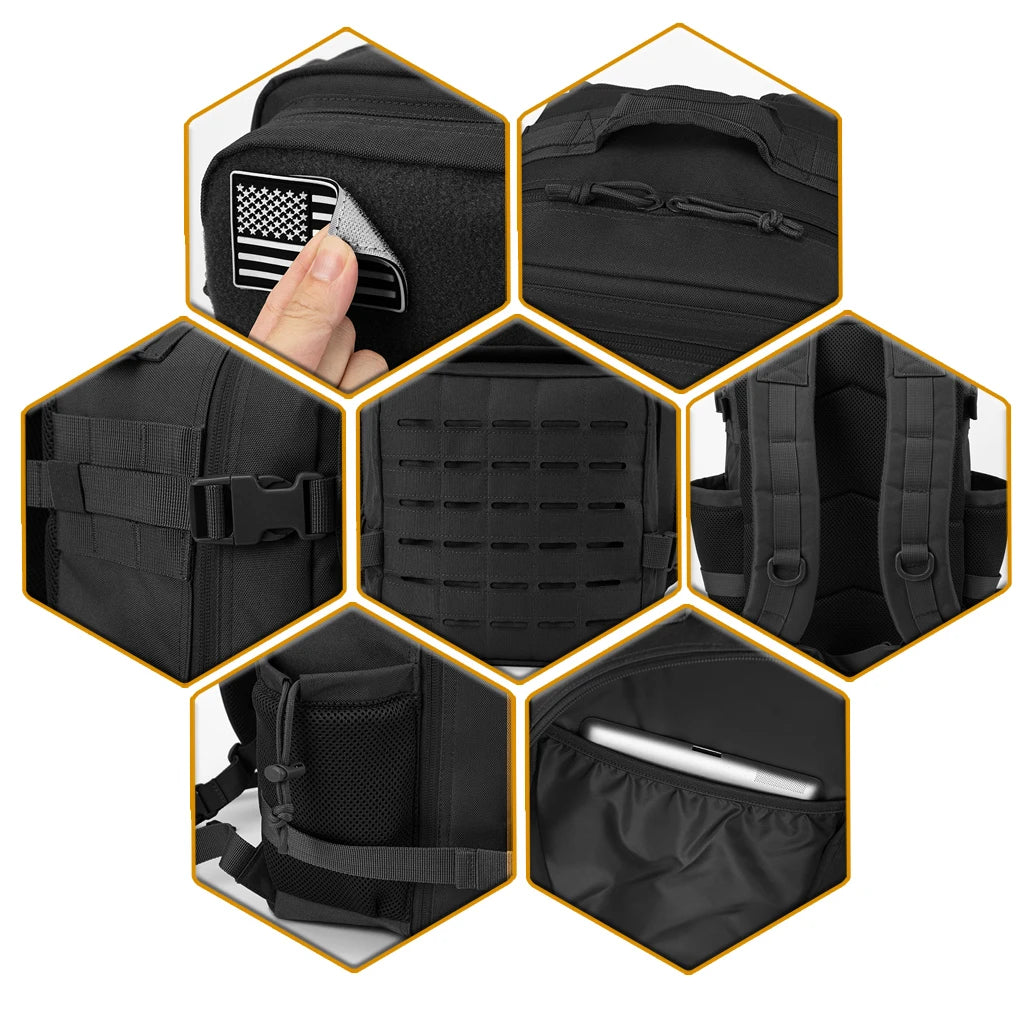 25L MOLLE Tactical Hiking Backpack with Dual Bottle Holders