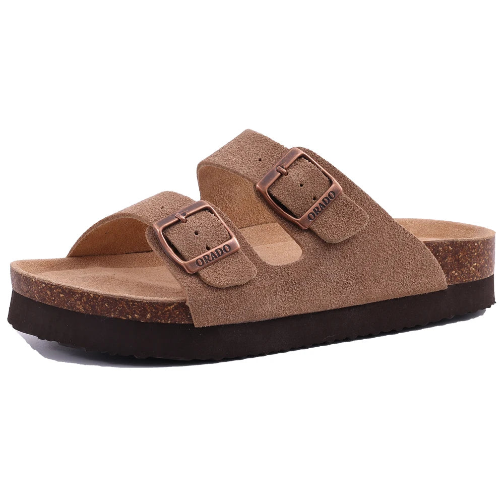 Litfun Women's Cork Suede Clog Mules with Arch Support