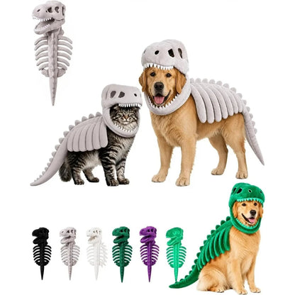 Dinosaur Skeleton Plush T-Rex Costume for Dogs & Cats Halloween Pet Outfit