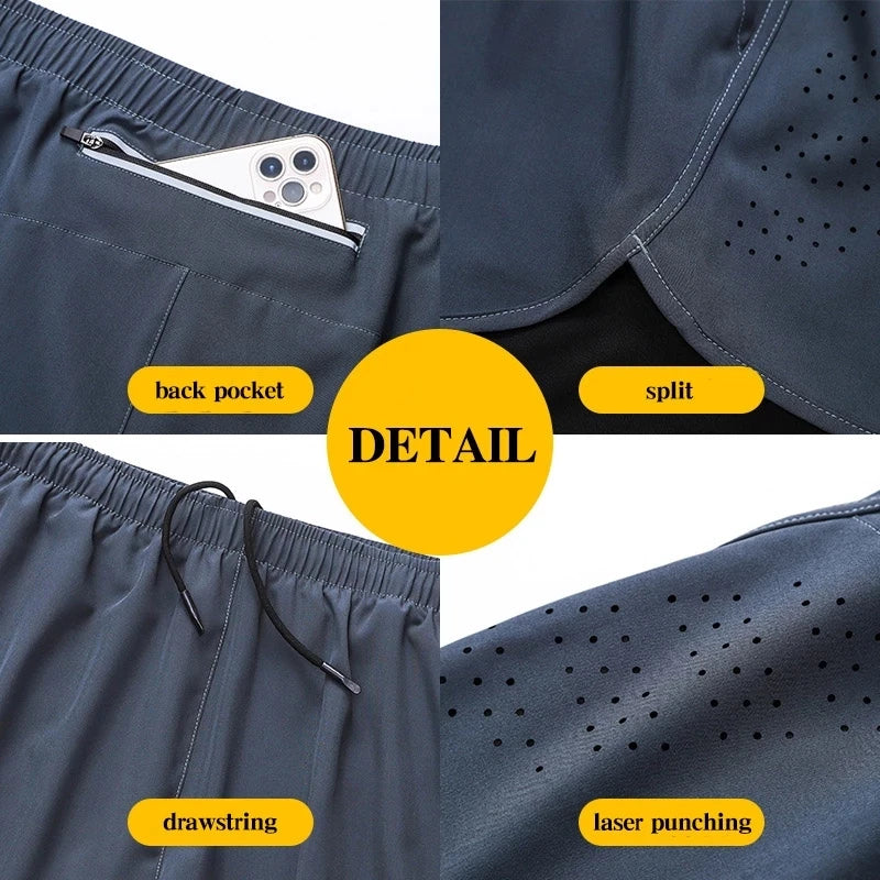 Men's Quick Dry Double Layer Running Shorts