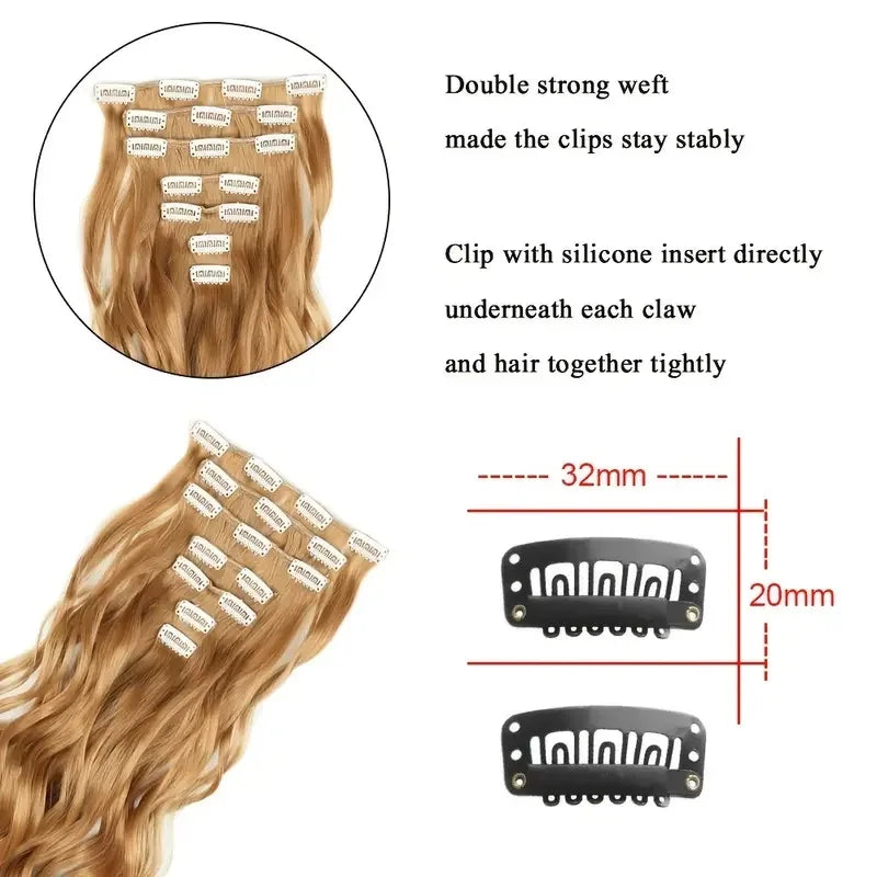 22 Inch Curly Wavy Clip In Hair Extensions 7PCS