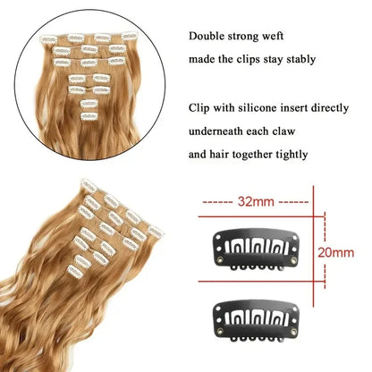 22 Inch Curly Wavy Clip In Hair Extensions 7PCS