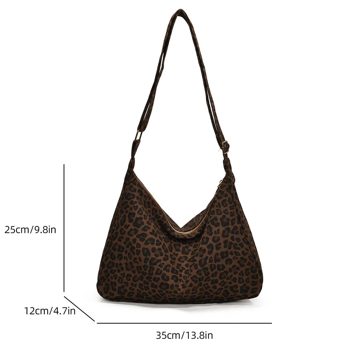 Women’s Leopard Print Soft Textile Shoulder Crossbody Bag Large Capacity