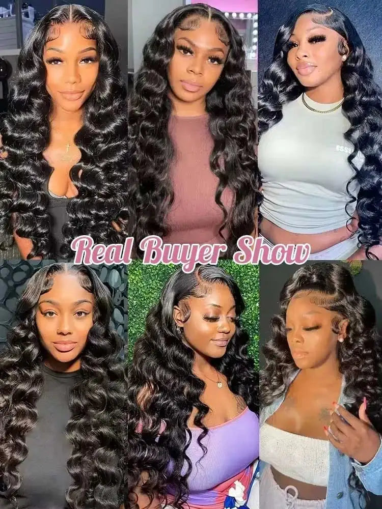 Women's 40 to 42 Inch 250% Density Loose Deep Wave HD Lace Front Human Hair Wig