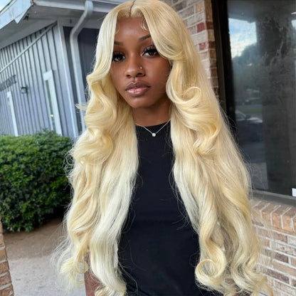 Women's 38 Inch 613 Blonde Body Wave HD Lace Front Human Hair Wig