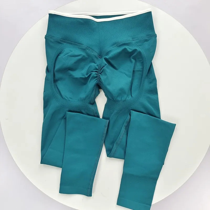 Women's High Waist Seamless Colorblock Butt Lift Leggings