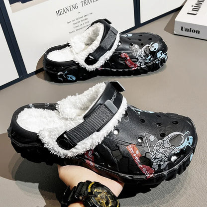Warm Plush Fur Clogs Slippers for Men & Women Size 47