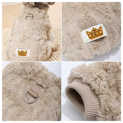 Soft Fleece Dog Jumpsuit with D-Ring for Small & Medium Dogs Winter Coat