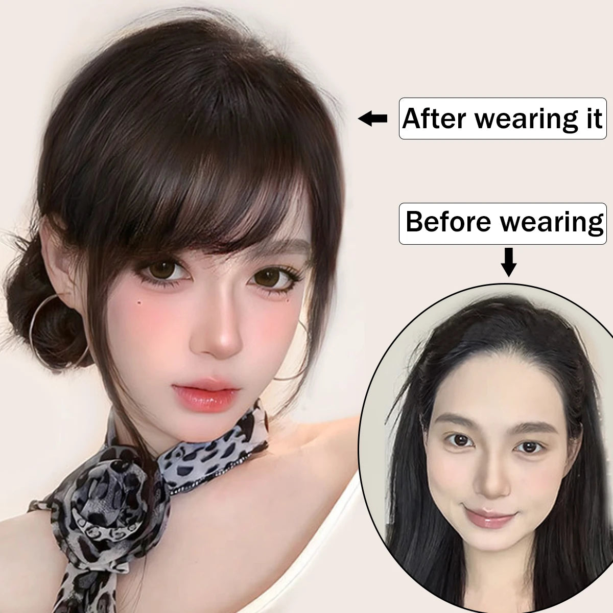 Women's Short Slanted Bangs Clip In Hair Extension