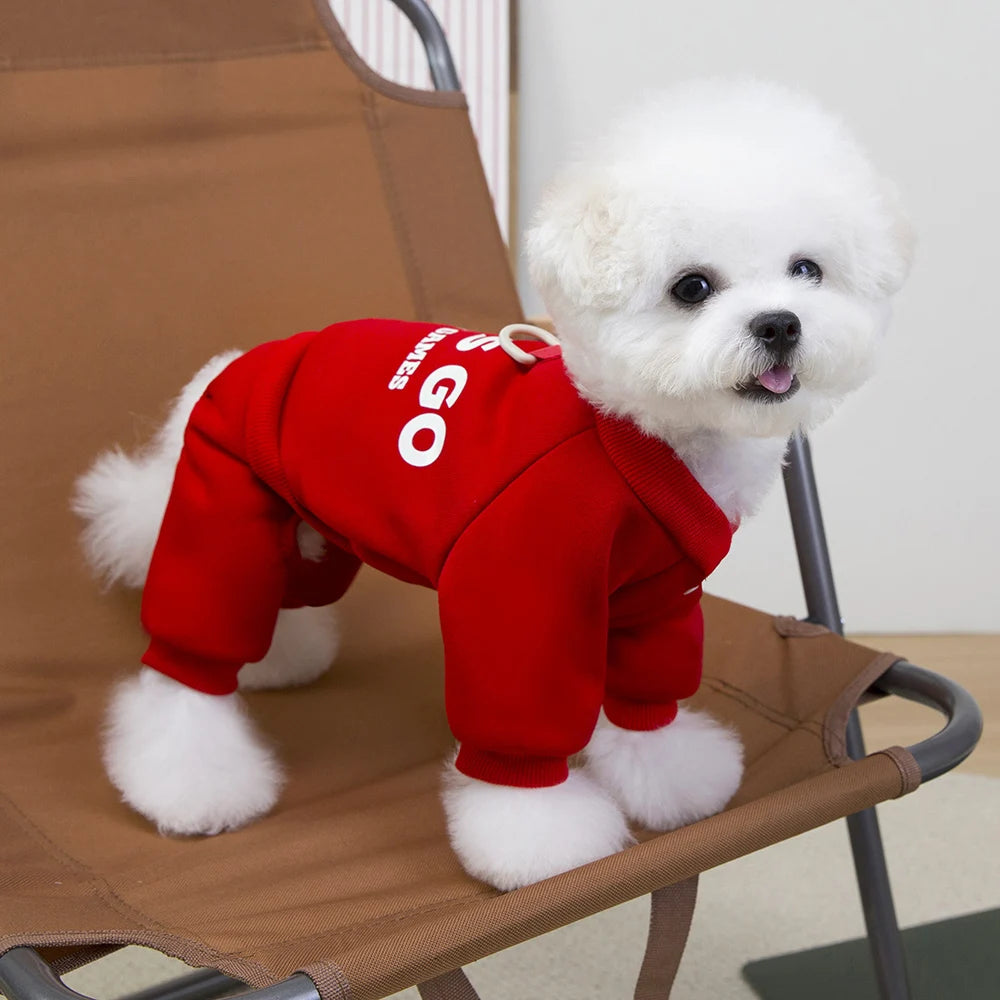 Fleece Winter Dog Jumpsuit Hoodie for Small & Medium Dogs