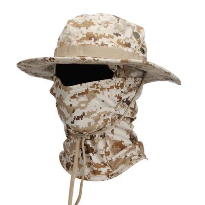 2 Piece Men's Wide Brim Boonie Hat and Balaclava Set