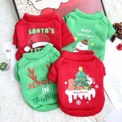 Warm Fleece Christmas Coat for Cats & Dogs Winter Outdoor Pet Clothing