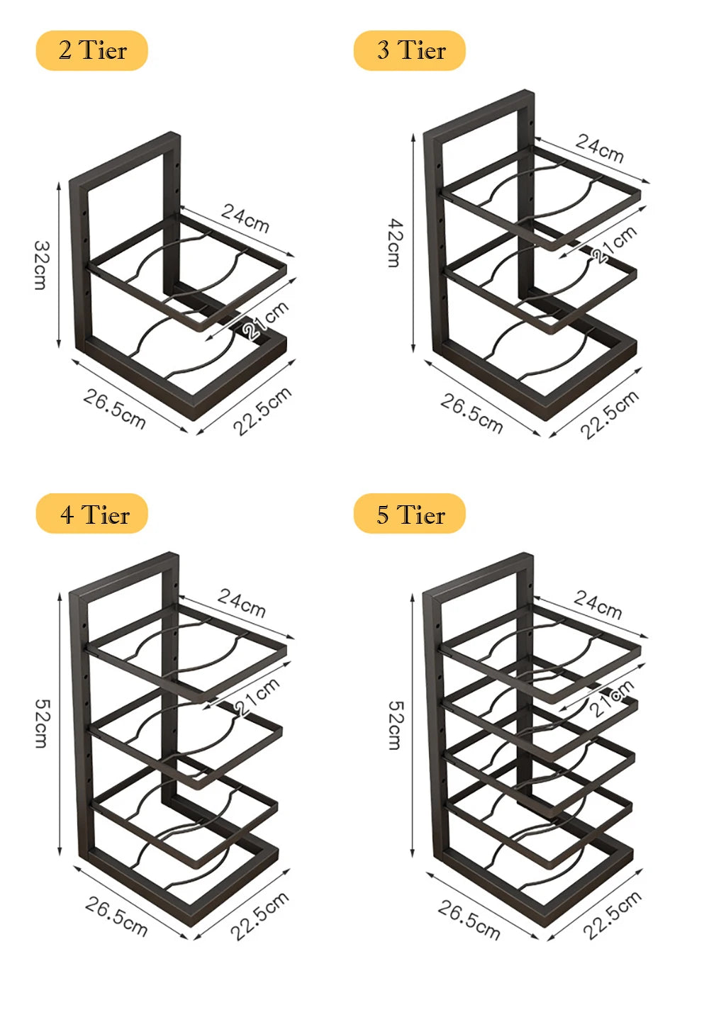 Adjustable Stainless Steel Pot and Pan Organizer Rack