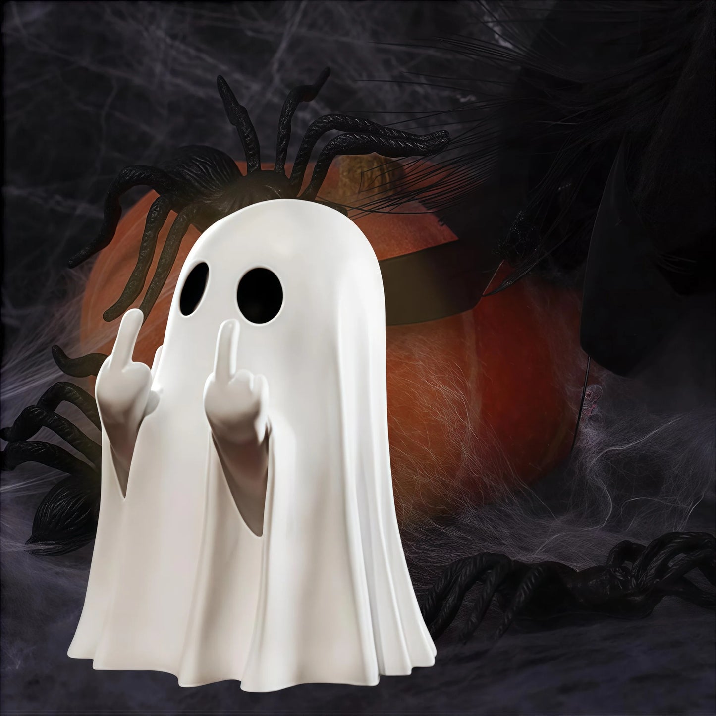 Cute Middle Finger Ghost Halloween Decor Figure
