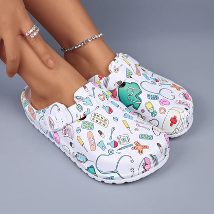 Women’s Printed EVA Mule Clogs Adjustable Buckle Non Slip Indoor Shoes