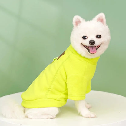 Warm Solid Color Dog Hoodie for Small Dogs & Cats Winter Pet Clothes