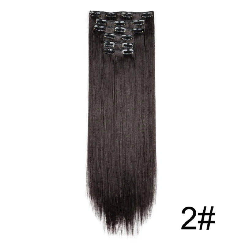 WIGSIN Women's 6 Piece Long Straight Clip In Hair Extensions