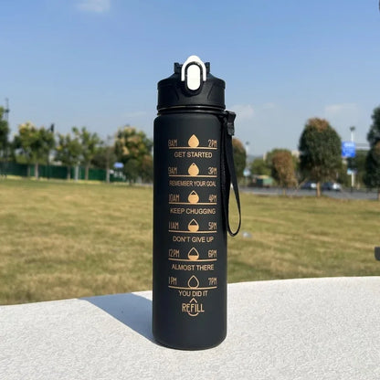 600ml Leak Proof Motivational Sports Water Bottle with Time Marker