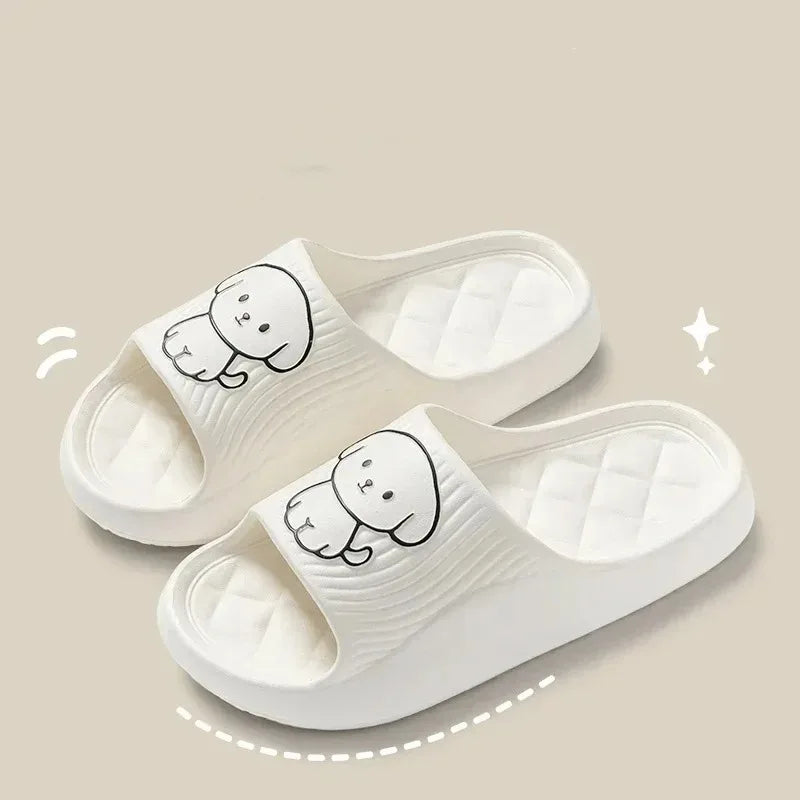 Cute Couple EVA Pillow Slippers Soft Sole Non Slip Bathroom Shoes