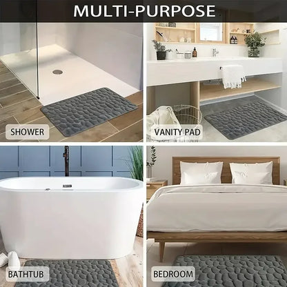 3D Cobblestone Non Slip Absorbent Bathroom Mat Quick Dry Doormat