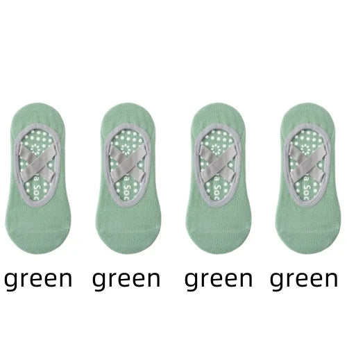 1 or 4 Pairs Women's Anti Slip Yoga Pilates Socks