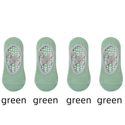 1 or 4 Pairs Women's Anti Slip Yoga Pilates Socks
