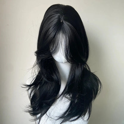 Black Body Wave Headband Wig with Bangs